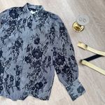 Club Monaco 100% Silk Luxurious Lace Print Blouse, Sheer Floral Print Size S Photo 1