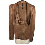 Jessica Simpson Cowl Neck Shawl Faux Leather Jacket Brown Drape Zip Size Small Photo 1