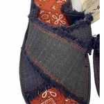NEW Vintage Frayed Denim Washable Slide Slipper Sandals Red Bandana Insole 6/6.5 Photo 9