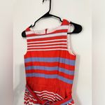 L.L.Bean  Signature Coral/Red & Blue Striped Dress with Belt sz 4 Photo 4