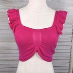 SheIn Sweater Knit Ruffle Sleeve Cropped Tank Top Hot Pink-M (US6) Photo 0