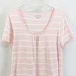 MERCER STREET STUDIO Pink Striped Scoop Neck Tee Size L Photo 6