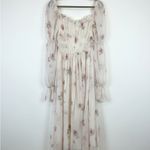 Chic Floral Long Sleeve Dress Size S Tan Photo 1