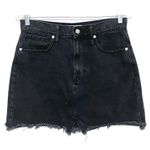 Madewell Black Rigid Denim A Line Jean Skirt 27 Cut Out Raw Hem Grunge Goth Y2K Photo 0