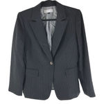 Tahari  Arthur S Levine Womens Blazer One Button Notch Lapel Pinstripe Black 8 Photo 0