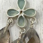 Sterling Silver  smokey brown and aqua quartz crystal earrings, NWOT Photo 8