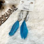 Nine West Women’s Earrings Blue Silver Feathers Photo 3