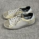 P448  John Low Top Snake Gold Sneakers Shoes Womens 37 US 6.5 7 Suede Glitter Photo 11