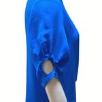 Womens Silk Tie Knot All Silk Blouse Cobalt Royal Blue SZ Small Petite Photo 3
