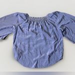 Rebecca Taylor  Womens Silk Crochet Short Sleeves Crew‎ Neck Blouse Blue  Size 4 Photo 1