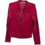 Tommy Hilfiger  hot pink navy velour zip‎ up jacket women’s size medium M Photo 0