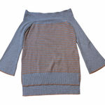 Anthropologie Gray and Orange Striped Off Shoulder Knit Top Photo 0