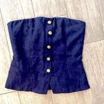 Denim tube top with gold buttons Blue Photo 0