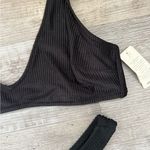 Aerie Women’s S Bottom / M Top Thong Bikini Black Ribbed New NWT Photo 3