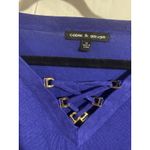 Cable & Gauge  V Neck Sweater Gold Lace Up Royal‎ Blue Baize Medium Photo 2