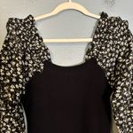 Anthropologie By Woven Ruffle Sleeve Sweater Black White Floral Medium Party Photo 8