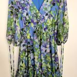 Taylor Floral Chiffon Mini Dress Enchanted Bloom Floral Womens Size 6 Blue Photo 9