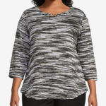 Allison Daley  black red and white jewel neckline hardware sweater top size 1X Photo 0