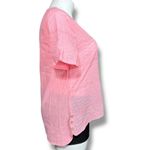 Boutique  Womens Blouse Top Short Sleeve Eyelet Button Accent Cotton Pink XL Photo 1