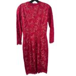 Jovani  Lace Pattern Red Midi Length Crystal Embellishment Dress Size 2 Photo 5
