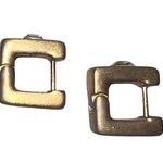 Vintage Stamped 14k Gold Wide Square Huggie Earrings Photo 5
