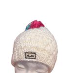 Burton  White Knit Cap Pink Blue Pom Pom Photo 3