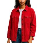 ZARA  Red Corduroy Shirt Jacket Women's Size Small with 3/4 Sleeves Photo 0