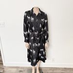 ZARA [] Black Zebra Novelty Print Belted Shirt Dress Midi Blogger Fave Sz Large L Photo 1