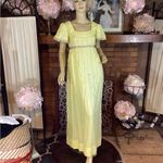 VINTAGE LATE 1960'S/EARLY 70'S YELLOW COTTON EMPIRE WAIST MAXI DRESS (M) Size M Photo 1