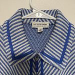 St. John  Sport Diagonal Blue Stripe Collared Full Zip Sweater Size P Made in USA Photo 1