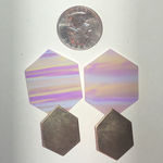 Hexagon Drop Earrings in Gold Tone and Pastel Purple Photo 2
