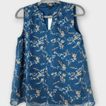 PaperMoon  Blue Sleeveless Floral Top Size Small NWT Floral Boho Blouse Photo 0
