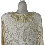 Vintage 80s Damianou Floral Lace Party Draped Dolman Sleeve Dress Medium Photo 9