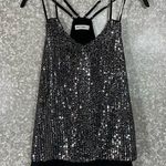 Grace Karin Women's Black & Silver Sequin Party Tank Top - Size Small - Layered Photo 0