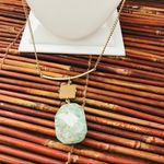 Chico's Chico’s Long Gold Tone Necklace Green Stone Photo 1