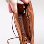 Vintage Cream Brown Faux Leather Crossbody Bag 80s Zip Purse Photo 6