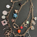 Free People 🍀Gold Charm Necklace with Multicolor Accents Photo 1