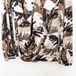 Lapis Womens Top Size L Brown Beige Abstract Draped Boho Artsy Retro Office Size L Photo 3