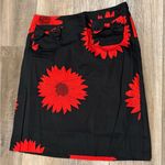 Chic Black Skirt with Red Floral Design Size 12 Photo 0