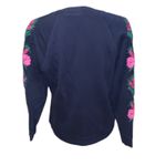 J.Crew Navy Blue Sweatshirt with Embroidered Flowers Photo 5