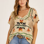 Denim & Supply Ralph Lauren Ralph Lauren Denim & Supply southwestern motif fringed oversized tee. Small Photo 0