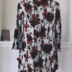 NEW JPR Floral Knit Handkerchief Hem Sweater Blouse, Red Plus Size 1X New w/Tag Photo 3