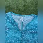 Kuhl  Meridian Teal Floral Burst Front Notched Burnout Cotton Blend Top, Size S Photo 2