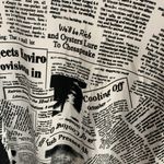 Ic by Conniek Black & White Trapeze Newspaper Blouse Size S Photo 1