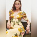 Farm Rio  Cream Delicate Flower Arabesques Premium Linen Midi Dress S Photo 5