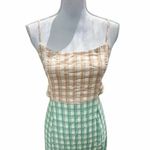 Hurley Plaid Cut Out Slit Colorblock Midi Spaghetti Strap Dress Small NWT Photo 2