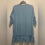 We The Free - Oversized Blue Mini Dress Tunic Top Ruffle Hem- Size L Photo 1