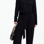 Madewell $198 Tie-Waist Straight-Leg Jumpsuit Black Size 10 NT362 NWT Photo 0