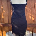 New Elegant Black Exposed Stitching Layered Square Neck Spaghetti Strap Dress L Gray Size L Photo 7