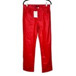 ZARA Full Length Trousers in Faux Leather Cherry Red Size Medium NWT Photo 7